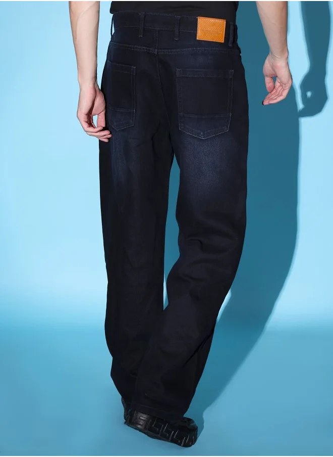 شركة المرآب الهندية Men Baggy Solid Mid-Rise Stretchable Jeans
