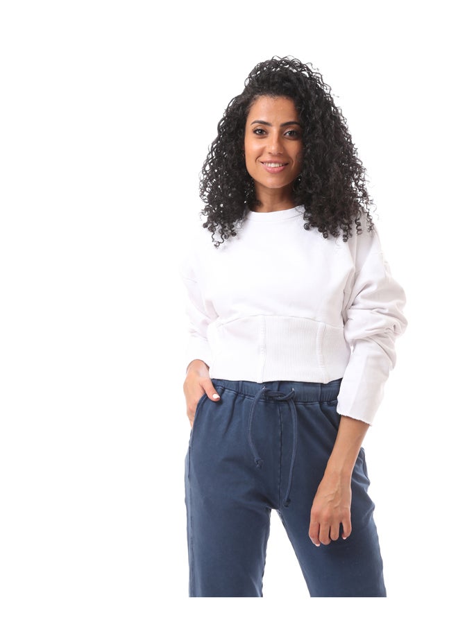 MERCH - Courset Fit Cropped Jumper -White - Image 1