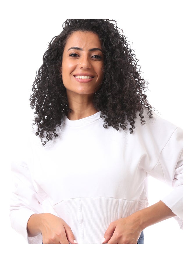 MERCH - Courset Fit Cropped Jumper -White - Image 1