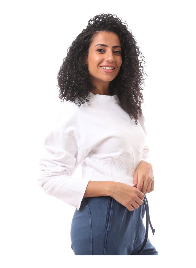 MERCH - Courset Fit Cropped Jumper -White - Image 1