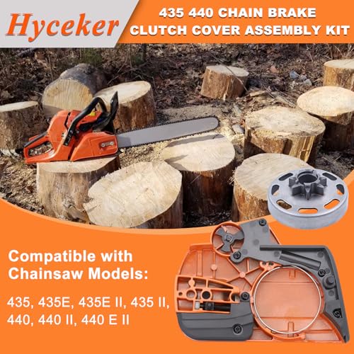 Hyceker 435 440 Chainsaw Chain Brake Clutch Cover Assembly for Husqvarna 435 440 440e Chainsaw Parts 3257T Spur Sprocket Clutch Drum and 435 Oiler Oil Pump Kit with Bumper Spike 501388203 536329204 - Image 3