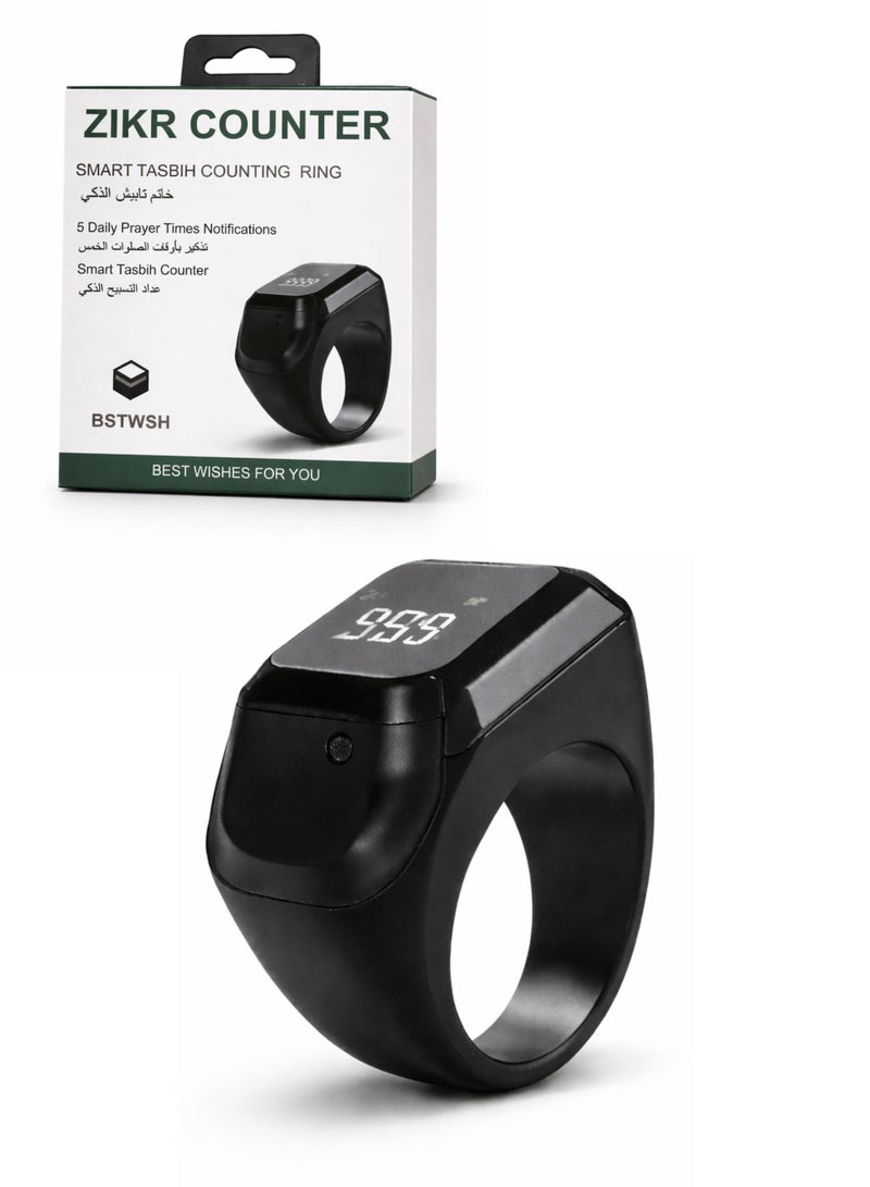 BSTWSH Smart Zikr Ring 20mm Digital Tasbih Counter with OLED Display Bluetooth App Vibration Alerts Step Tracker for Everyday Use and Fitness Monitoring - Image 1