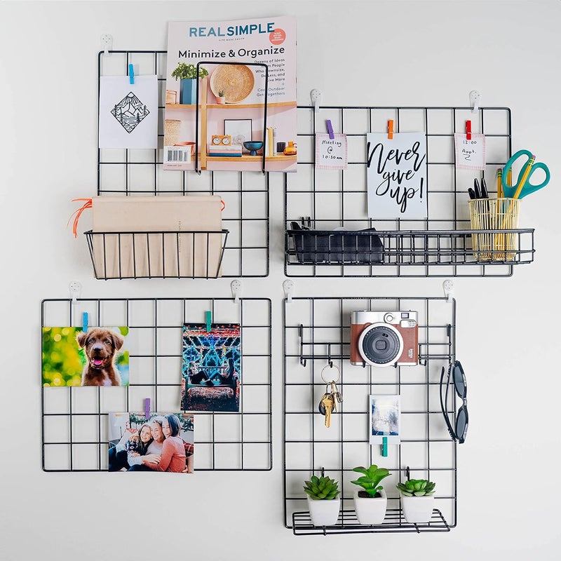 ODOXIA Wall Grid Accessories: Hanging Basket, Hooks Rack & Shelf | Wire Panel Display Shelf & Hooks | Grid Storage - Image 5