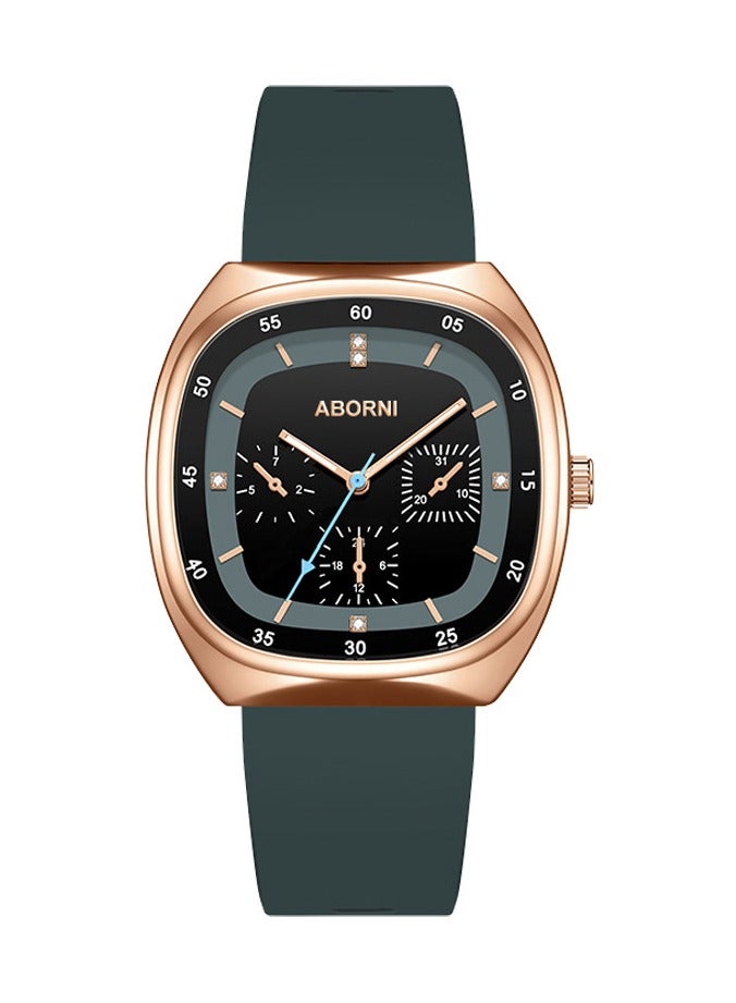 ABORNI Fashionable Silicone Strap Women's Quartz Watch, Square Dial, Mineral Reinforced Glass, Waterproof, Luminous, Simple & Elegant Design - Image 1