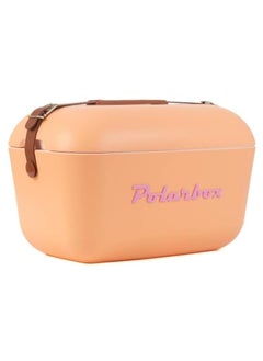 Polarbox Polarbox 12L Classic Cooler Box – Orange Sorbet & Pink | Vintage Ice Box with Leather Strap | Thermal Insulated Picnic & Beach Cooler  - Image 1