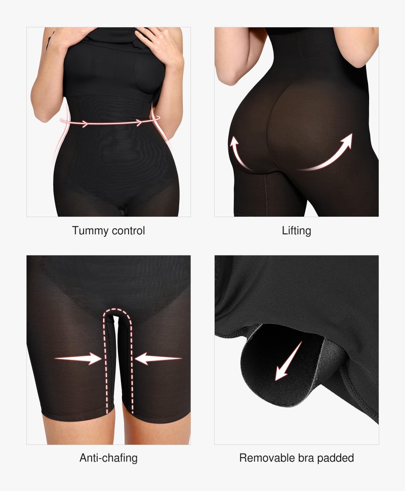 Popilush Club Dresses for Women Tummy Control Cocktail Dress Built in Bra Party Shapewear Mini Dress Dinner Date Night Bodycon Black - Image 4