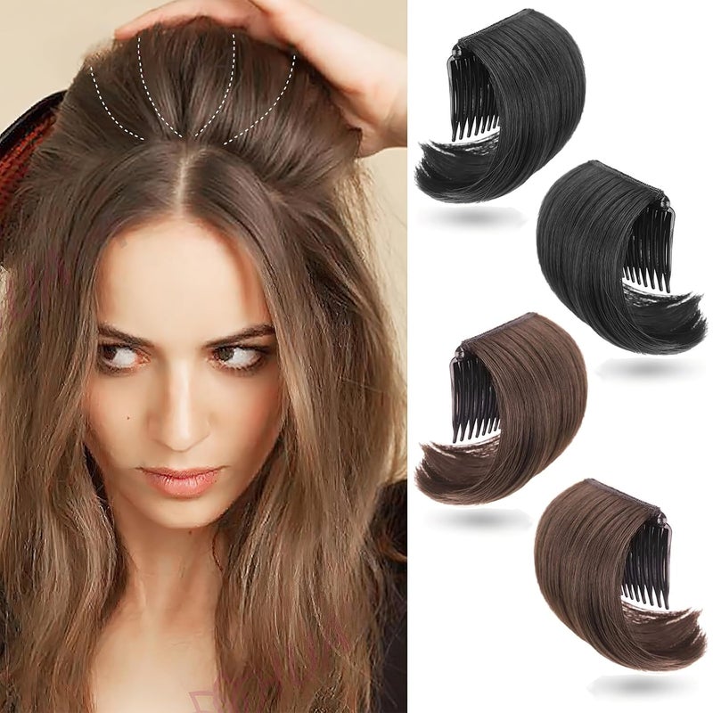 Hair Bun Invisible False Hair Clip Hair Comb Bump It Up Volume Hair Base Fluffy Hair Pad Hair Extensions Styling Insert Tool for Women Girls Hairstyles Accessories Black Light Brown 2 Pcs
