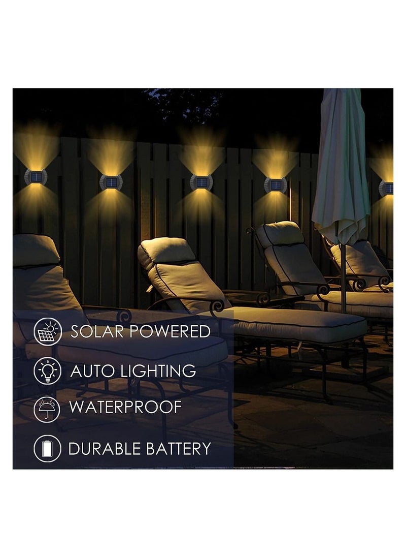 Y&D - 4 Pack Solar Wall Lights Outdoor, LED Fence Lights, Waterproof Security Night Light with Motion Sensor, Mounted Porch for Garden Decoration, Fence, Yard, Front Door, Pathway - Image 1