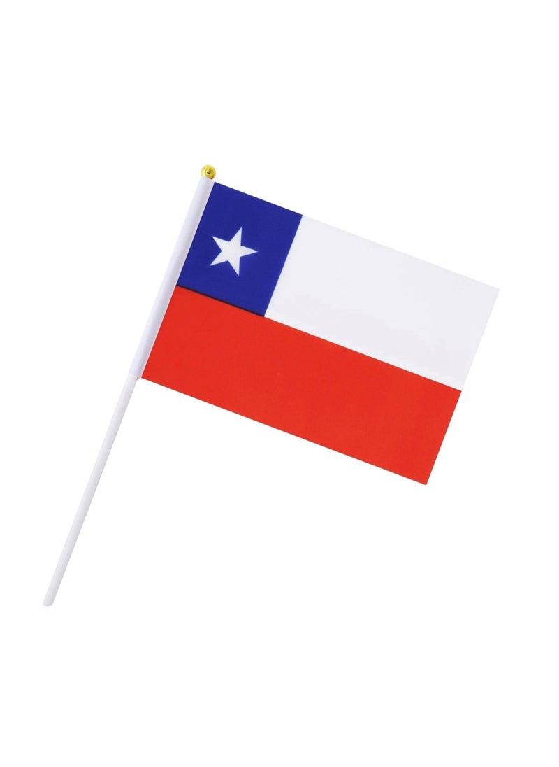 General - Flag of Chile A5 Size, Chile Flag with Stick. Pack Of 5 Pieces. - Image 1
