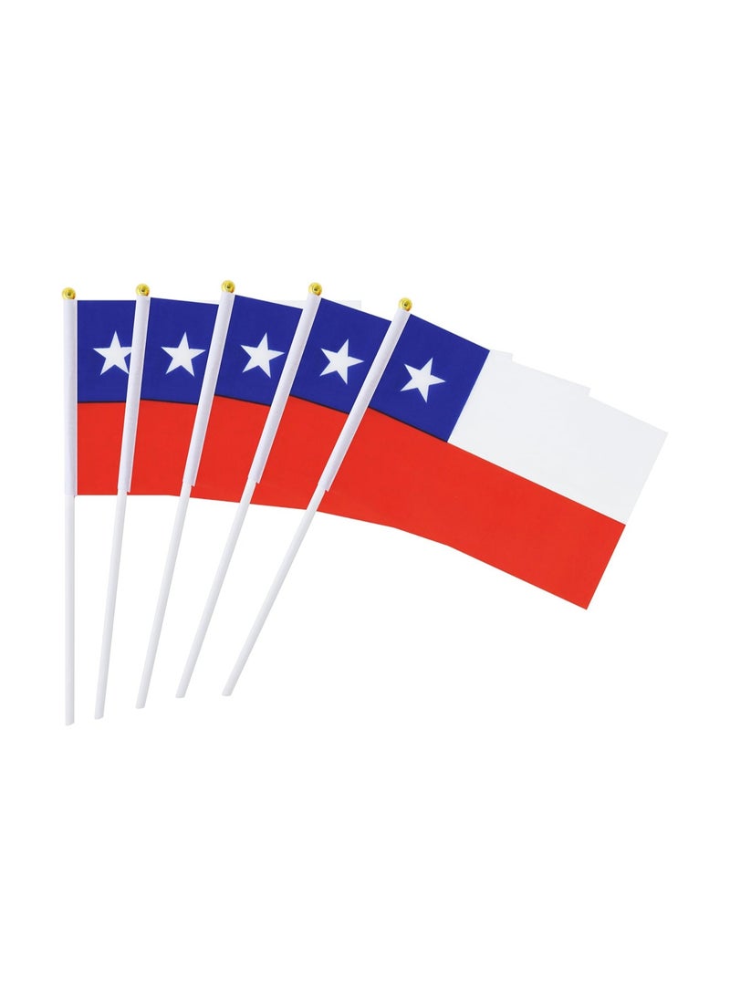 General - Flag of Chile A5 Size, Chile Flag with Stick. Pack Of 5 Pieces. - Image 1