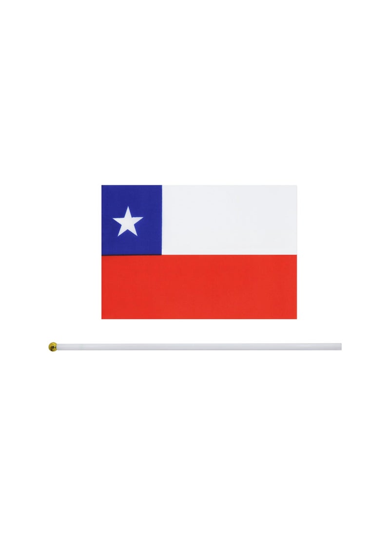 General - Flag of Chile A5 Size, Chile Flag with Stick. Pack Of 5 Pieces. - Image 1