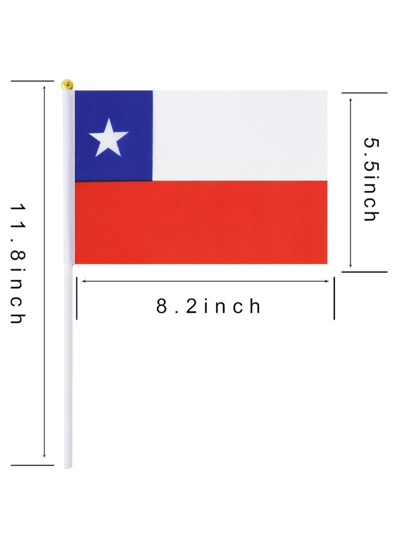 General - Flag of Chile A5 Size, Chile Flag with Stick. Pack Of 5 Pieces. - Image 1