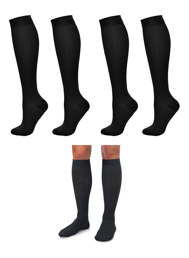 Depend Compression Socks, 2 Pairs For Women And Men, 15-20 mmHg Is Best For Athletic, Travel, Running, Fitness, Reduce Calf Pain Faster Recovery (Black, S/M, L/XL)  - Image 1