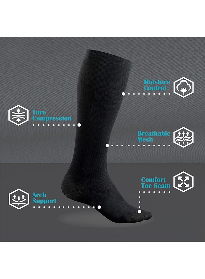 Depend Compression Socks, 2 Pairs For Women And Men, 15-20 mmHg Is Best For Athletic, Travel, Running, Fitness, Reduce Calf Pain Faster Recovery (Black, S/M, L/XL)  - Image 2