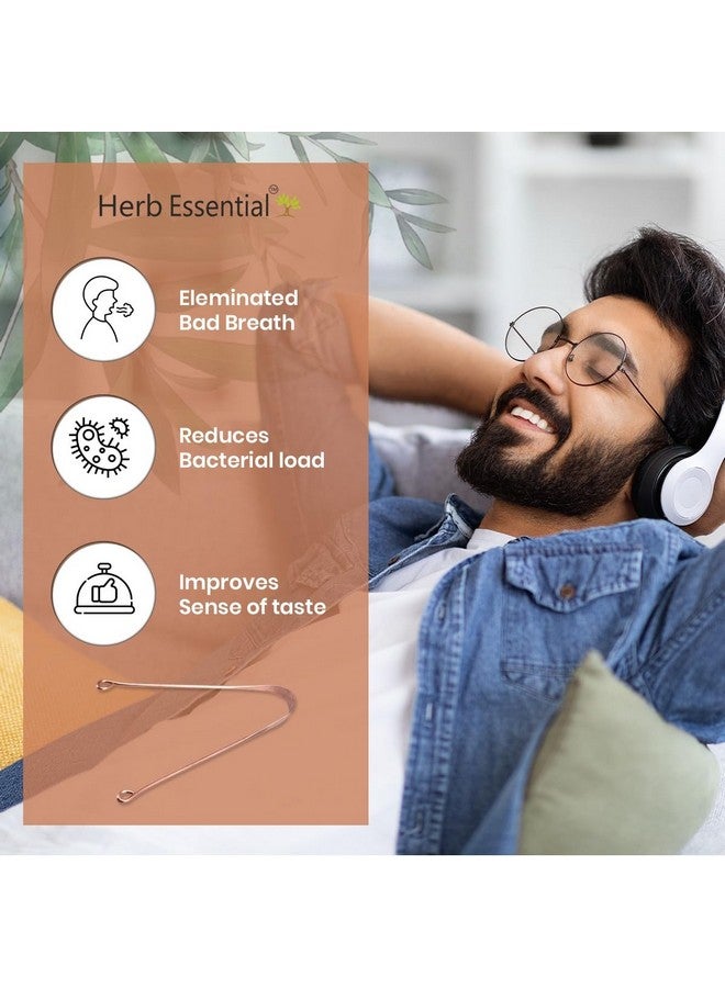 هيرب إسينشال منظف اللسان النحاسي الأساسي من الأعشاب، عبوة من 3 قطع | تعزيز نظافة الفم | رائحة الفم المنعشة وإزالة البكتيريا | مقبض مريح ومرن | سهل وآمن للاستخدام | نحاس نقي بنسبة 100% - Image 2