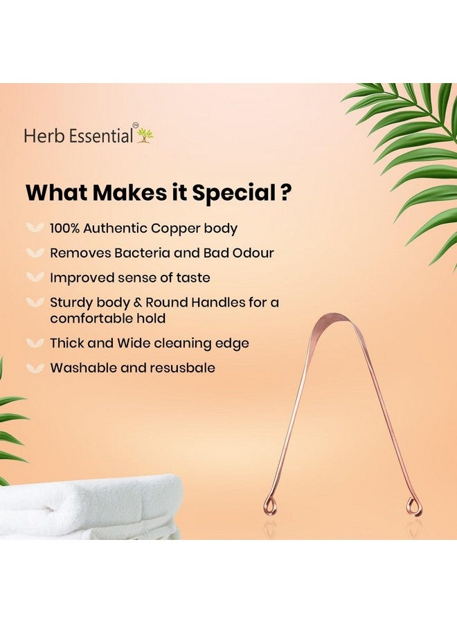 هيرب إسينشال منظف اللسان النحاسي الأساسي من الأعشاب، عبوة من 3 قطع | تعزيز نظافة الفم | رائحة الفم المنعشة وإزالة البكتيريا | مقبض مريح ومرن | سهل وآمن للاستخدام | نحاس نقي بنسبة 100% - Image 4