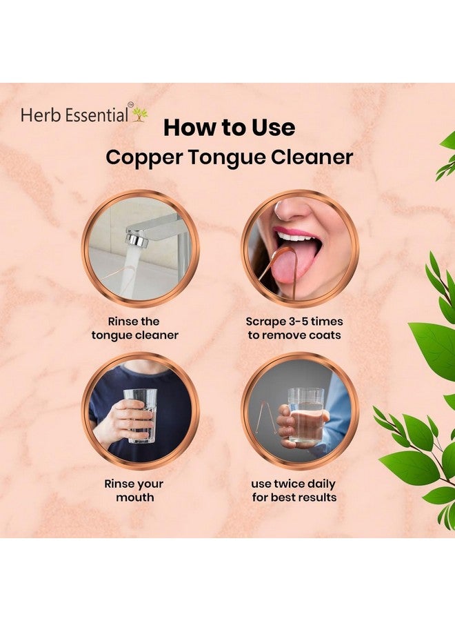 هيرب إسينشال منظف اللسان النحاسي الأساسي من الأعشاب، عبوة من 3 قطع | تعزيز نظافة الفم | رائحة الفم المنعشة وإزالة البكتيريا | مقبض مريح ومرن | سهل وآمن للاستخدام | نحاس نقي بنسبة 100% - Image 5