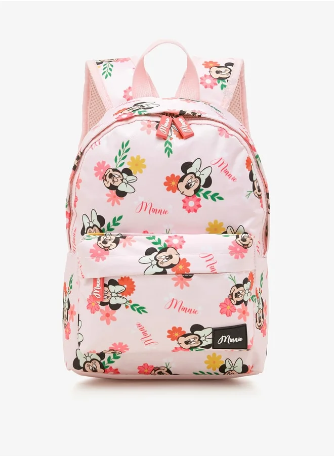 ديزني Girls All-Over Minnie Mouse Print Backpack with Adjustable Straps and Zip Closure -  10x20x33 cm