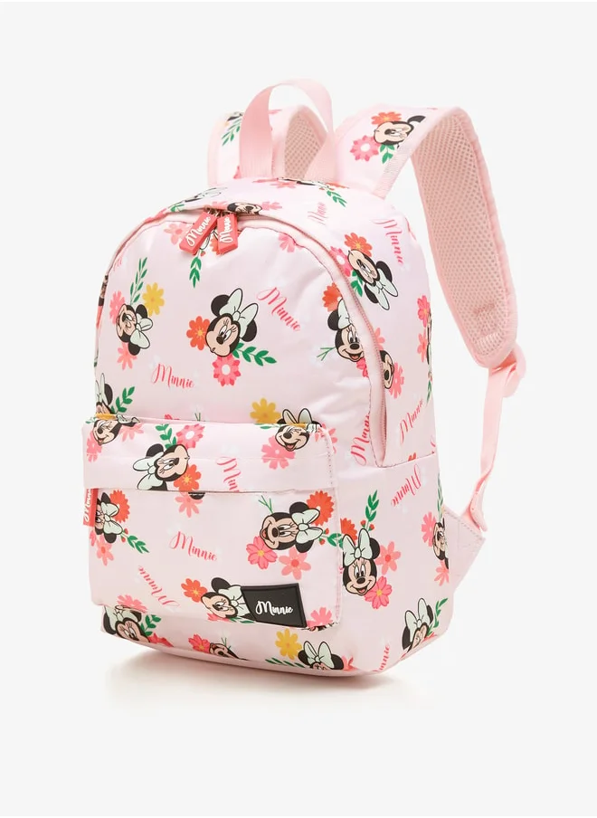 ديزني Girls All-Over Minnie Mouse Print Backpack with Adjustable Straps and Zip Closure -  10x20x33 cm