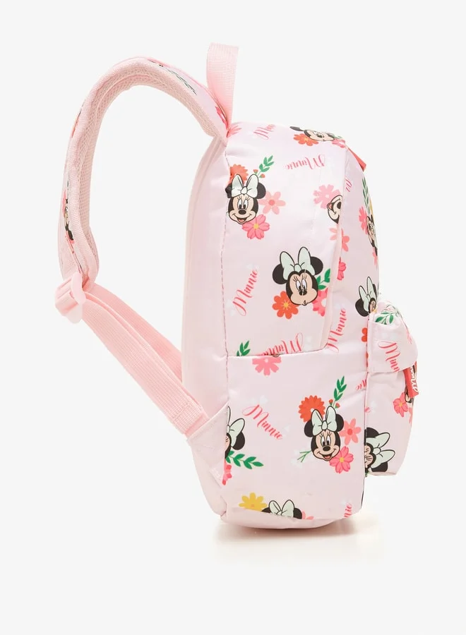 Disney Girls All-Over Minnie Mouse Print Backpack with Adjustable Straps and Zip Closure -  10x20x33 cm