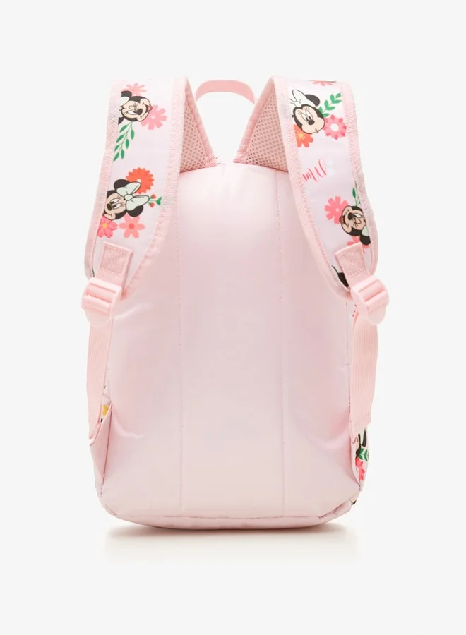 Disney Girls All-Over Minnie Mouse Print Backpack with Adjustable Straps and Zip Closure -  10x20x33 cm