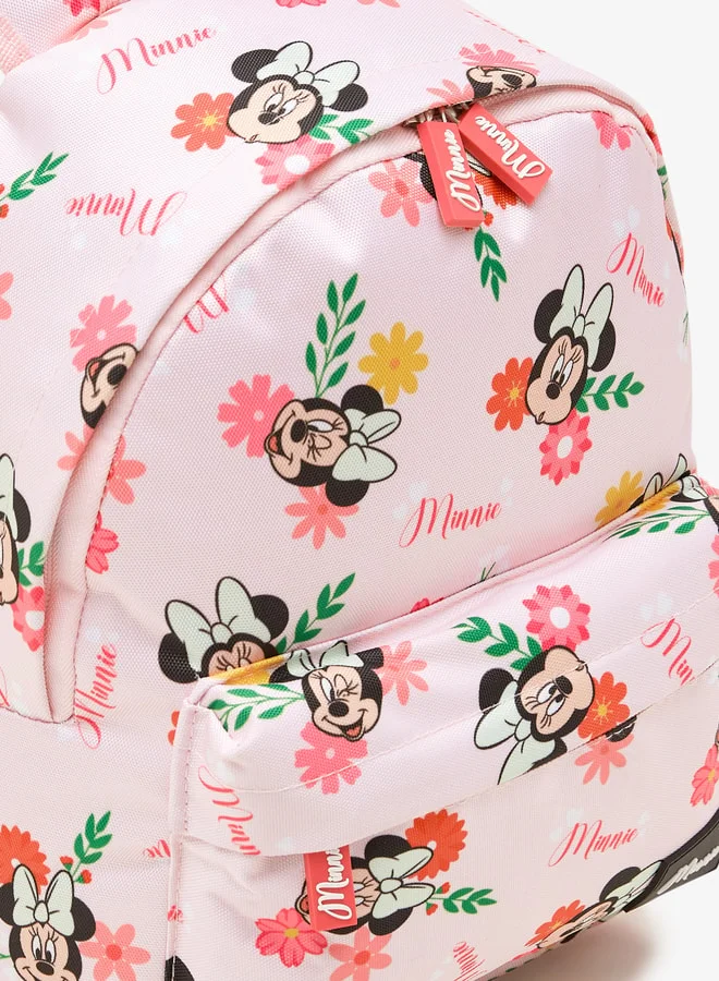 Disney Girls All-Over Minnie Mouse Print Backpack with Adjustable Straps and Zip Closure -  10x20x33 cm