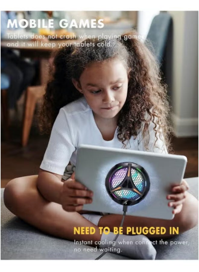JAJEEK مبرد آيباد مغناطيسي ومشعاع لوحي عالمي – مروحة ألعاب RGB مع عرض ذكي لدرجة الحرارة | نظام تبريد يعمل بالطاقة من USB لآيباد، سيرفيس برو، تاب سامسونج، ستيم ديك | تبديد فعال للحرارة للبث المباشر، الألعاب، تحرير الفيديو والاستخدام المكثف - Image 3