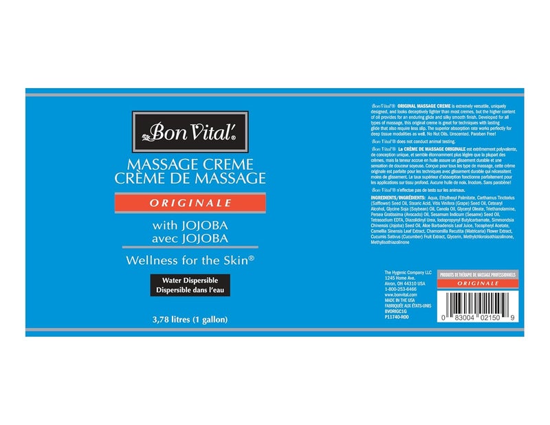 Bon Vital كريم بون فيتال الأصلي للتدليك لأساس تدليك متعدد الاستخدامات للاسترخاء العضلات المتعبة وإصلاح البشرة الجافة وتنشيط البشرة وحبس الرطوبة 1 جالون - Image 2