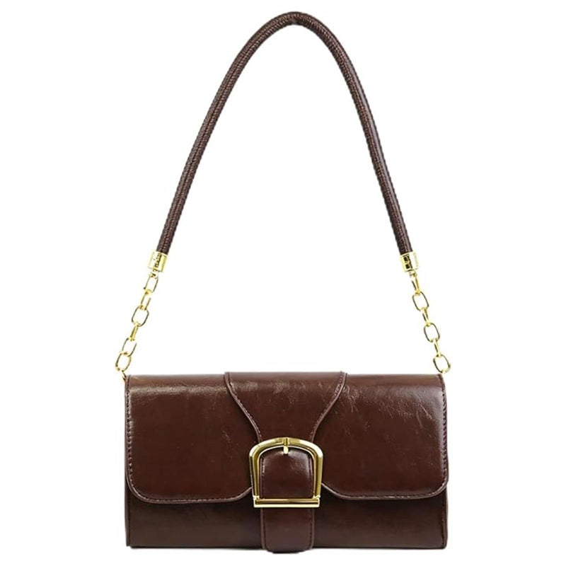 Gosect Shoulder Bag for Women, Faux Leather Women's Shoulder Handbags, Fashionable Tote Purses for Women with Removable Strap and Zipper Closure (Dark Brown) - Image 1
