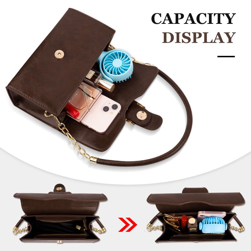 Gosect Shoulder Bag for Women, Faux Leather Women's Shoulder Handbags, Fashionable Tote Purses for Women with Removable Strap and Zipper Closure (Dark Brown) - Image 4