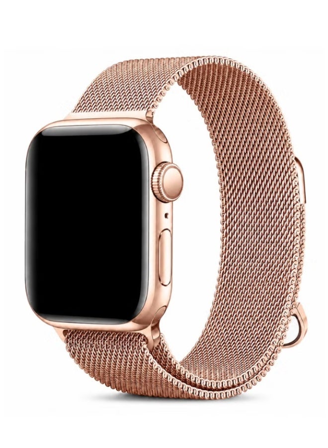 ELTRAZONE Magnetic Milanese Loop Band Compatible with Apple Watch Ultra 3/2/1, Series 11/10/9/8/7/6/5/4/3/2/1 & SE 3/2/1, Stainless Steel Mesh Strap, Adjustable Magnetic Closure, 42/44/45/46/49mm Rose Gold - Image 1