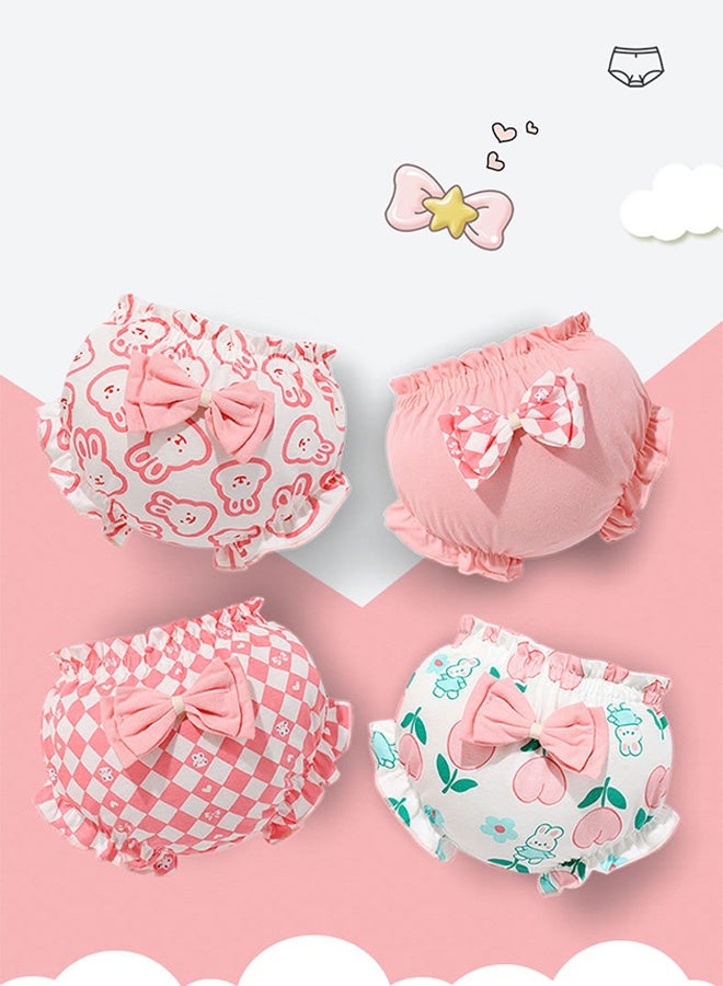 Photon 4 قطع ملابس داخلية قطنية للأطفال للجنسين، سروال داخلي قطني للبنات الصغار، غطاء حفاضات مكشكش لطيف، ملابس داخلية ناعمة متنوعة - Image 5