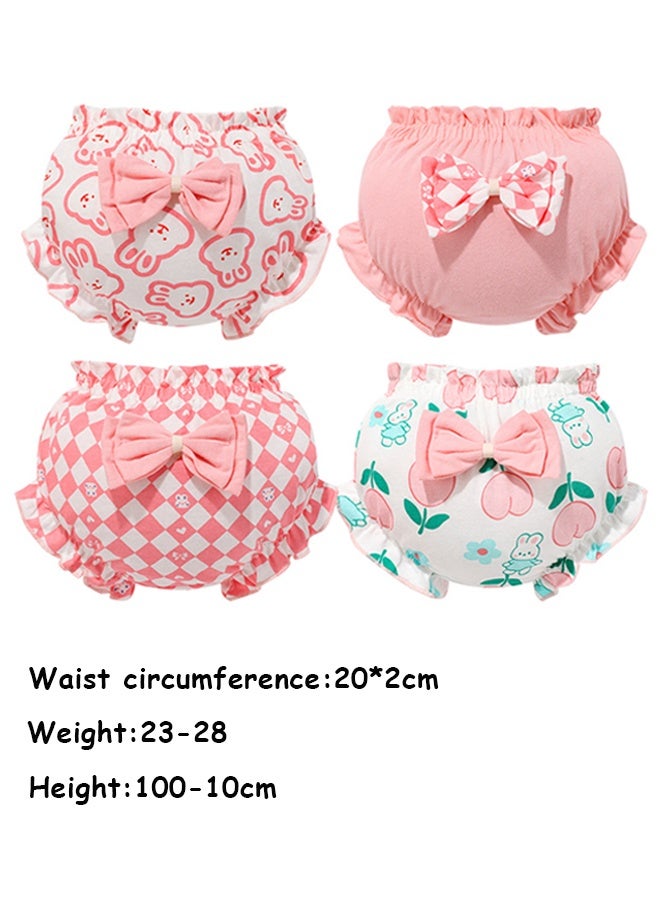 Photon 4 قطع ملابس داخلية قطنية للأطفال للجنسين، سروال داخلي قطني للبنات الصغار، غطاء حفاضات مكشكش لطيف، ملابس داخلية ناعمة متنوعة - Image 2