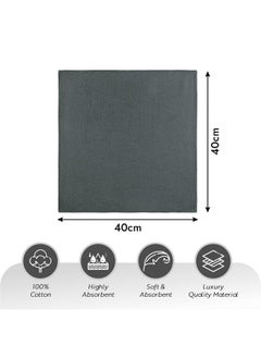 Kuber Industries Kuber Industries Pack of 6 Super Absorbent & Reusable Microfibre Face Towel for Women | 15x15 In | 250 GSM Kids Soft & Easy to Wash Small Towels for Face and Hand | Plain Ash Grey  - Image 3