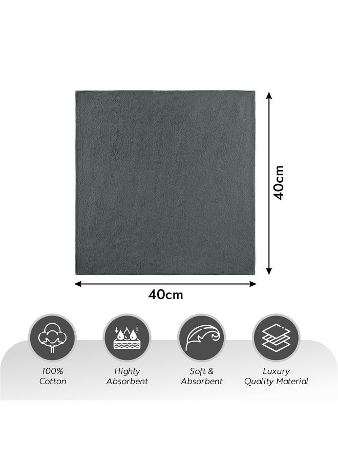 Kuber Industries - Kuber Industries Pack of 6 Super Absorbent & Reusable Microfibre Face Towel for Women | 15x15 In | 250 GSM Kids Soft & Easy to Wash Small Towels for Face and Hand | Plain Ash Grey - Image 1