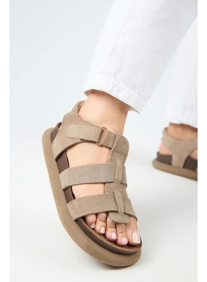 Capra Women's Genuine Leather Strap strap Beige Sandal