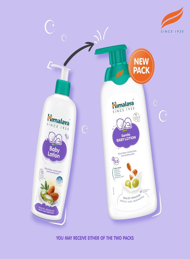 Himalaya Gentle Baby Lotion 400ml with Almond oil, Olive oil, Country Mallow | No.1 Doctor-Prescribed Brand |pH 5.5 formulation | Nourishes and moisturizes your baby's skin | Safe for Newborns - Image 1