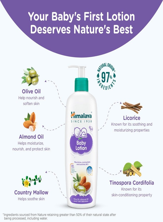 Himalaya Gentle Baby Lotion 400ml with Almond oil, Olive oil, Country Mallow | No.1 Doctor-Prescribed Brand |pH 5.5 formulation | Nourishes and moisturizes your baby's skin | Safe for Newborns - Image 3