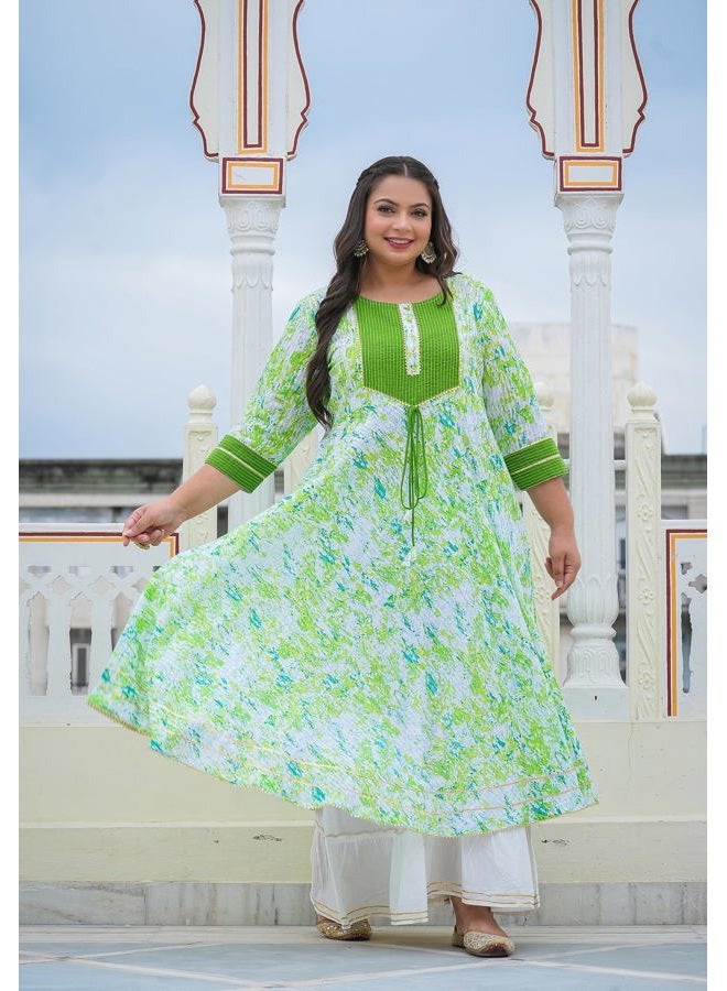 YASH GALLERY Women's Cotton Tie & Dye Printed Anarkali Kurta for Women - Image 3