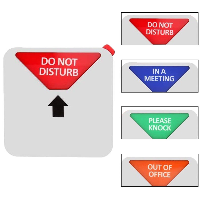 Blirik Office Door Signs, 6 Inch Diameter, Do Not Disturb Sign, Out of Office Sign, Please Knock Sign, In a Meeting Sign, Magnetic & Strong Adhesive Backing, Office Privacy Sign, Silver - Image 1