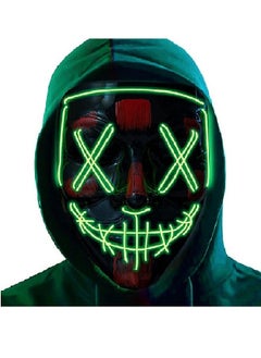 Generic Lizber Halloween Mask, Led Light Up Mask Cosplay Costume with Neon Wire, Scary Hacker Mask for Halloween, Glow in The Dark Mask with 3 Lighting Modes, Glowing Anonymous Mask for Boy Girls Women, green  - Image 1