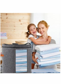KASTWAVE Storage Box, Hat Box Organizer, with 1 Wood Hook, Foldable Round Travel Hat Boxes, with Dustproof Lid, Stuffed Animal Toy Storage Bin Bag, for Women & Men, 19" D x 17" H  - Image 4