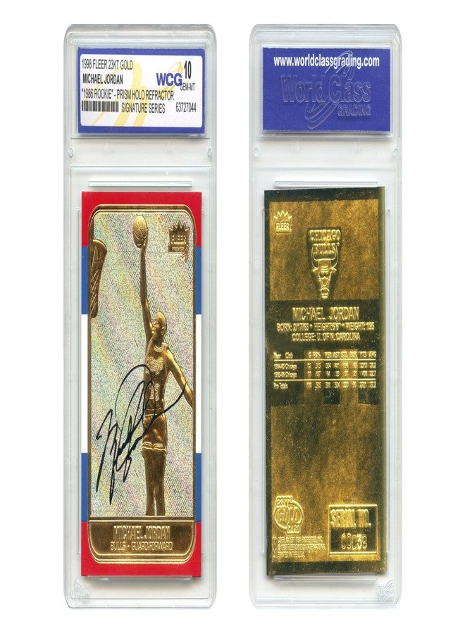 WCG 1998 Michael Jordan Fleer '86 Rookie Signature Series 23KT Gold Card Prism Holo Refractor - Gem-Mint 10 - Image 1