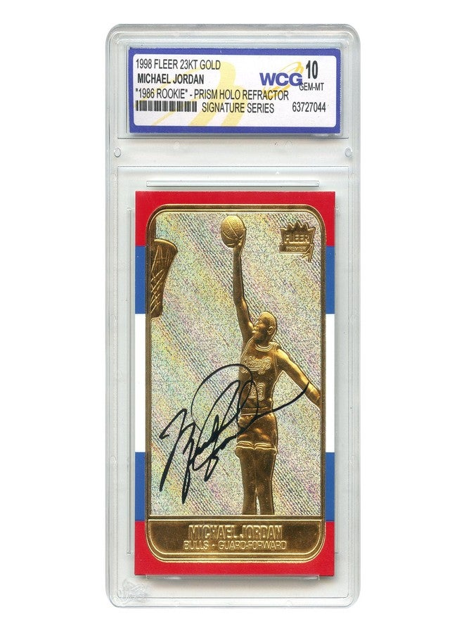 WCG 1998 Michael Jordan Fleer '86 Rookie Signature Series 23KT Gold Card Prism Holo Refractor - Gem-Mint 10 - Image 2