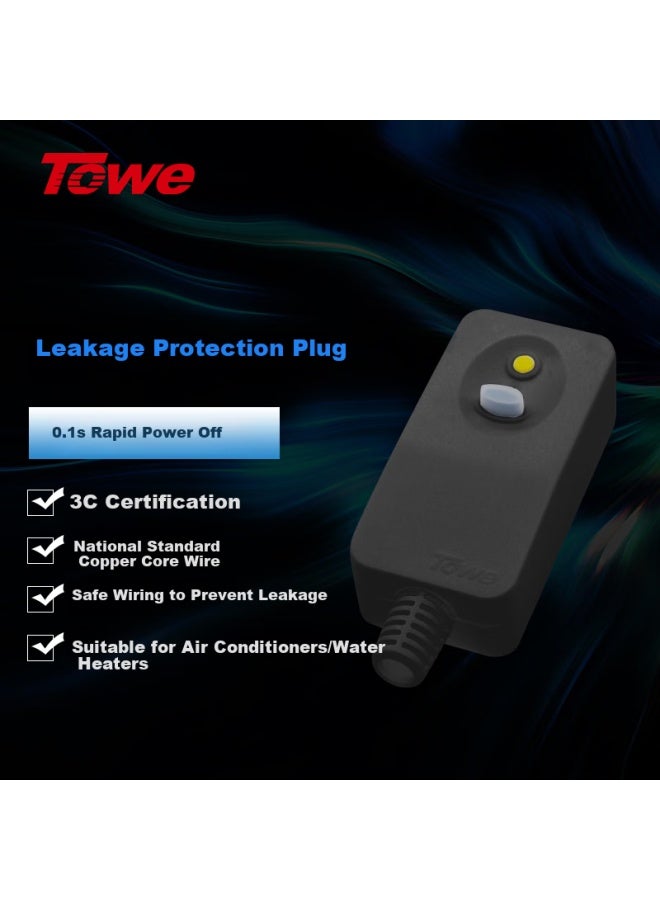 Towe, 16a Air Conditioner Water Heater Leakage Protection Plug Socket Switch Pdu Leakage Protector, Tw-lp Black - Image 1