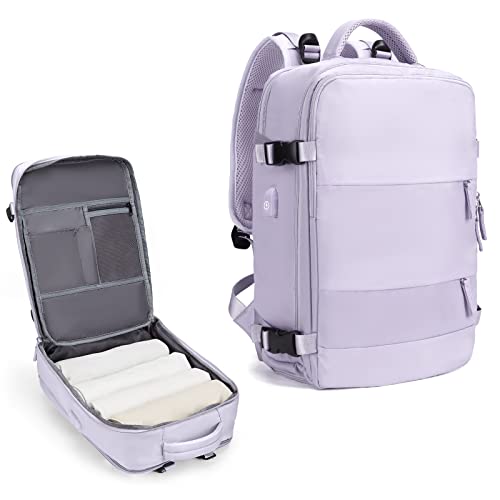 coowoz Large Travel Backpack For Women Men,Carry On Backpack,Hiking Backpack Waterproof Outdoor Sports Rucksack Casual Daypack Travel Essentials(Purple) - Image 1