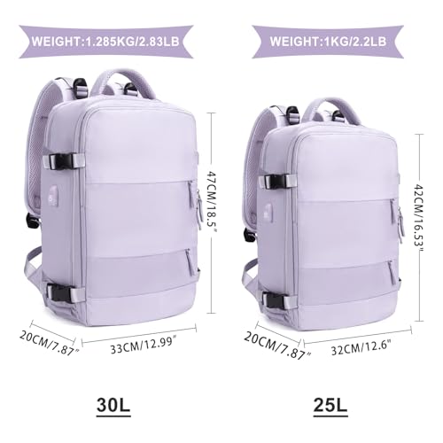 coowoz Large Travel Backpack For Women Men,Carry On Backpack,Hiking Backpack Waterproof Outdoor Sports Rucksack Casual Daypack Travel Essentials(Purple) - Image 3