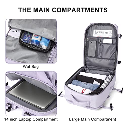 coowoz Large Travel Backpack For Women Men,Carry On Backpack,Hiking Backpack Waterproof Outdoor Sports Rucksack Casual Daypack Travel Essentials(Purple) - Image 5