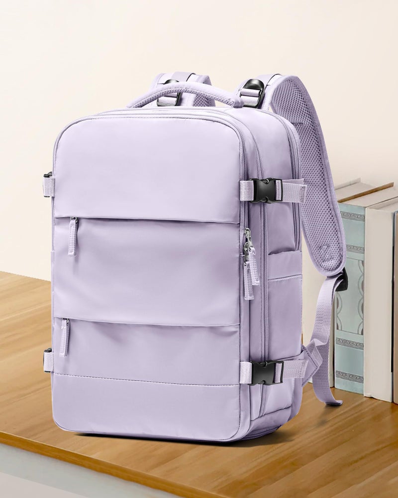 coowoz Large Travel Backpack For Women Men,Carry On Backpack,Hiking Backpack Waterproof Outdoor Sports Rucksack Casual Daypack Travel Essentials(Purple) - Image 2