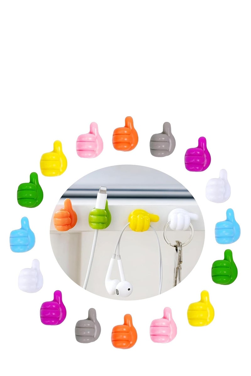 Multi-purpose Organizer and Holder for Cables, Keys, Chargers, and Free Earphones, Hand-shaped Clip for Organizing Home Accessories with Self-Adhesive - Multicolor 20 Pieces - Image 1